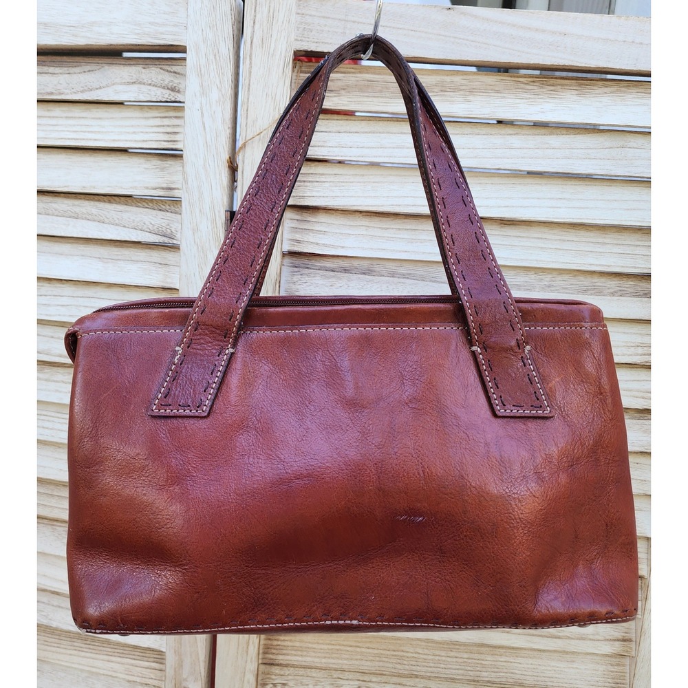 Vtg Fossil Brown Leather Shoulder Bag Handbag Minimalist Boho Quiet Luxury Fall